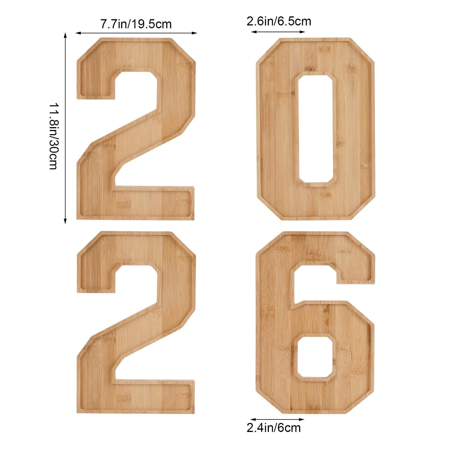 Wooden 2026 Party Supplies Charcuterie Numbers Fillable Decoration,2026 Graduation Fillable Numbers,Number Charcuterie Board Box for Fruit Cheese Platter Candy Cake Plates,Display Candy Snack Tray a set