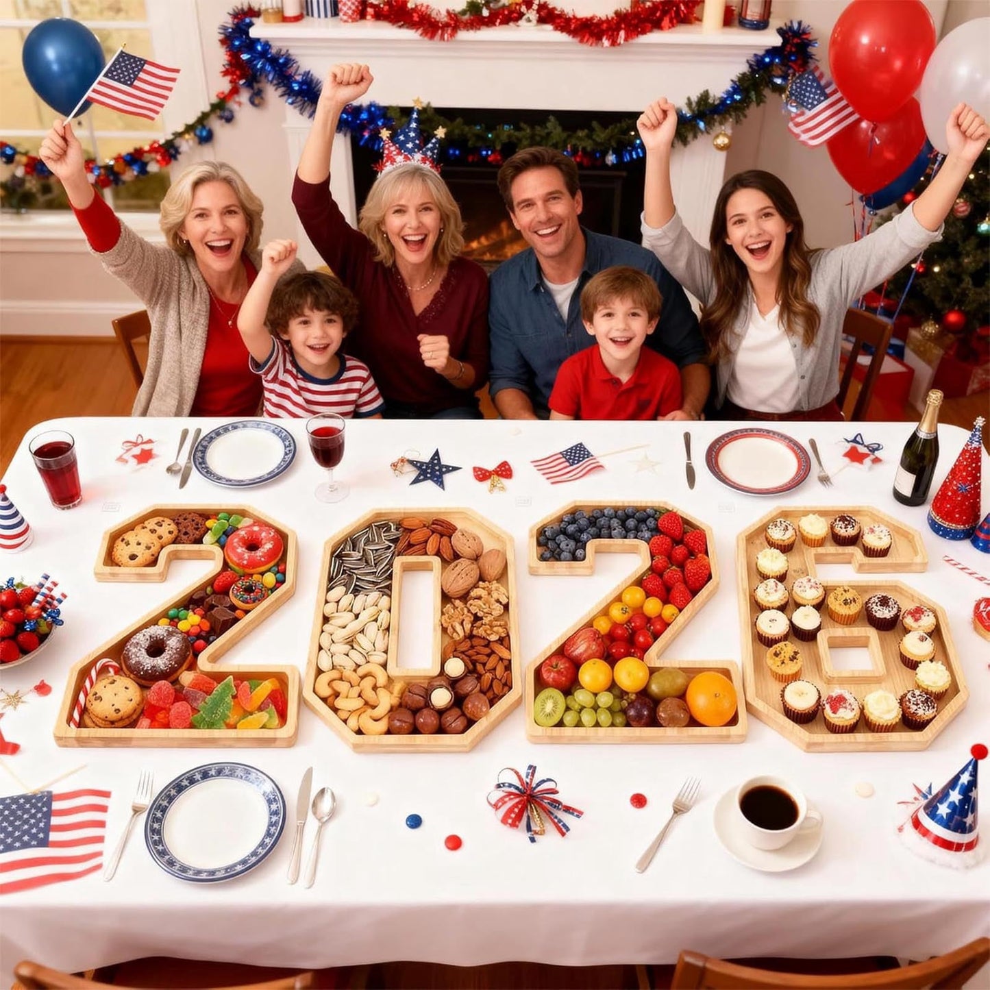 Wooden 2026 Party Supplies Charcuterie Numbers Fillable Decoration,2026 Graduation Fillable Numbers,Number Charcuterie Board Box for Fruit Cheese Platter Candy Cake Plates,Display Candy Snack Tray a set