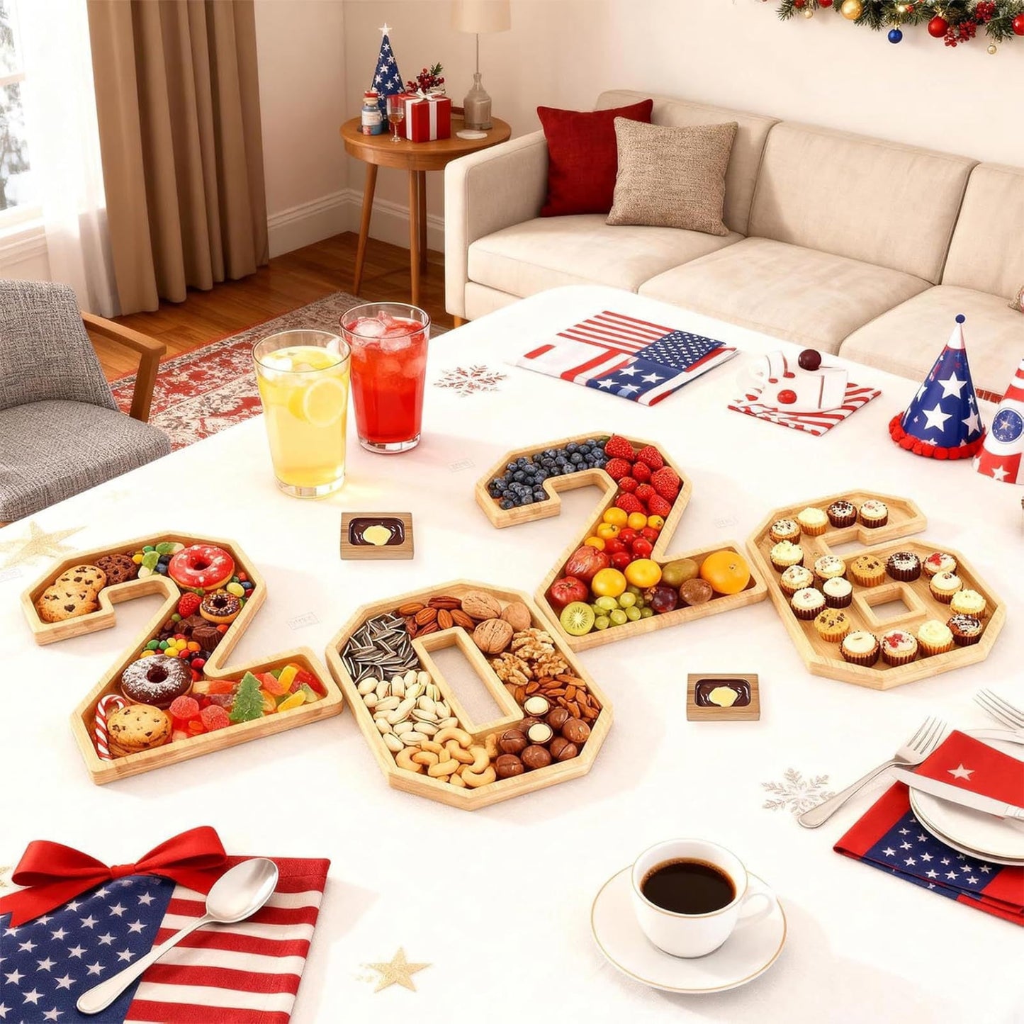 Wooden 2026 Party Supplies Charcuterie Numbers Fillable Decoration,2026 Graduation Fillable Numbers,Number Charcuterie Board Box for Fruit Cheese Platter Candy Cake Plates,Display Candy Snack Tray a set