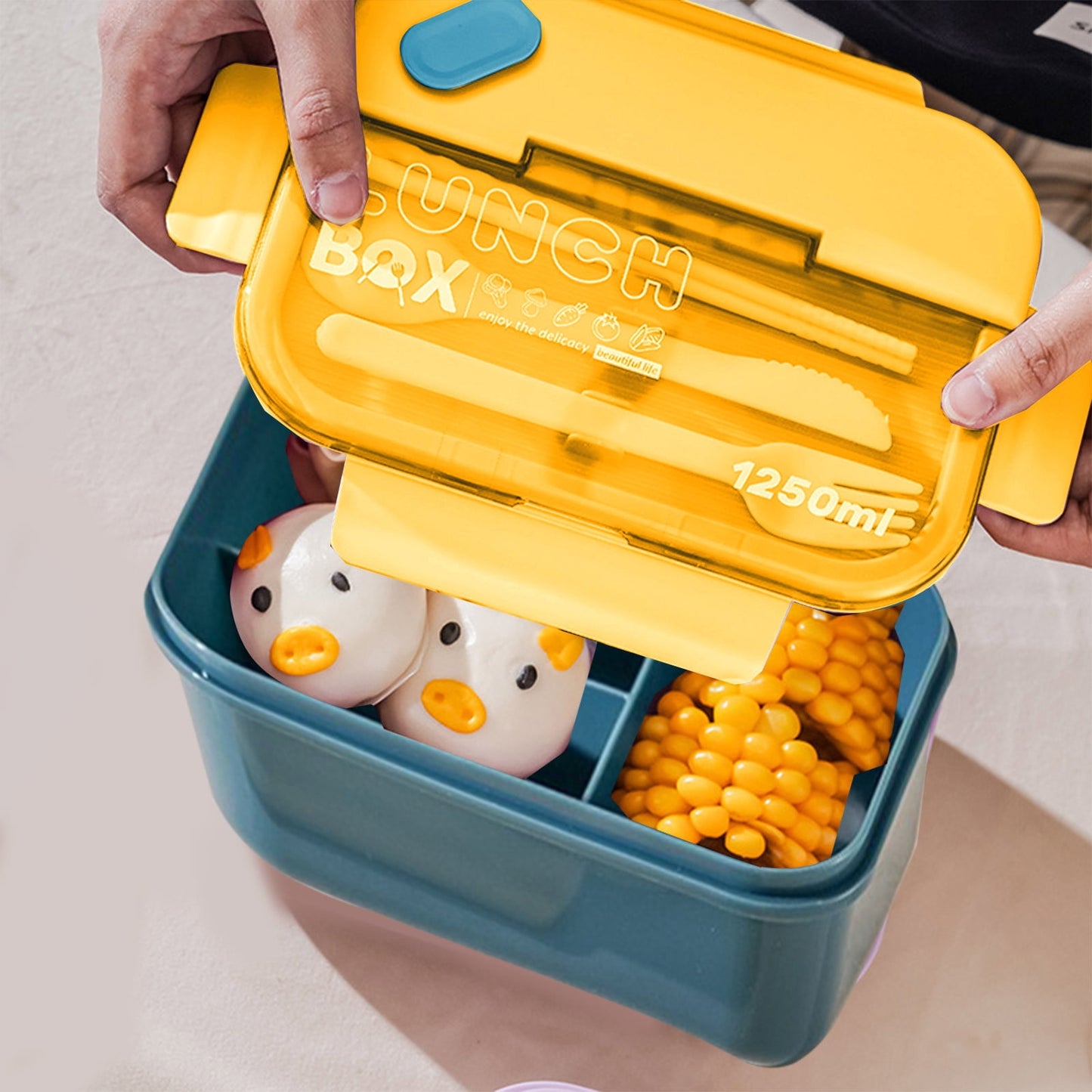 Lunch Box Containers With Dividers, 3 Compartments In One Large Lunch Box, Leakproof Lunch Box, Plastic Microwave Lunch Box Sealed Adult, Suitable For Dining Out Work Navy
