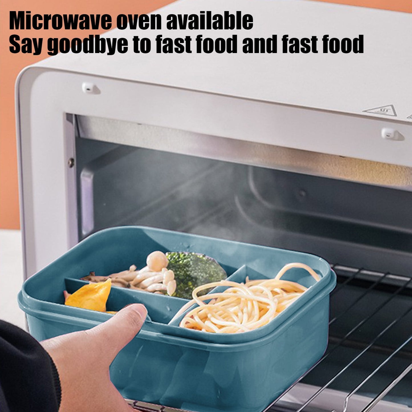 Lunch Box Containers With Dividers, 3 Compartments In One Large Lunch Box, Leakproof Lunch Box, Plastic Microwave Lunch Box Sealed Adult, Suitable For Dining Out Work Navy