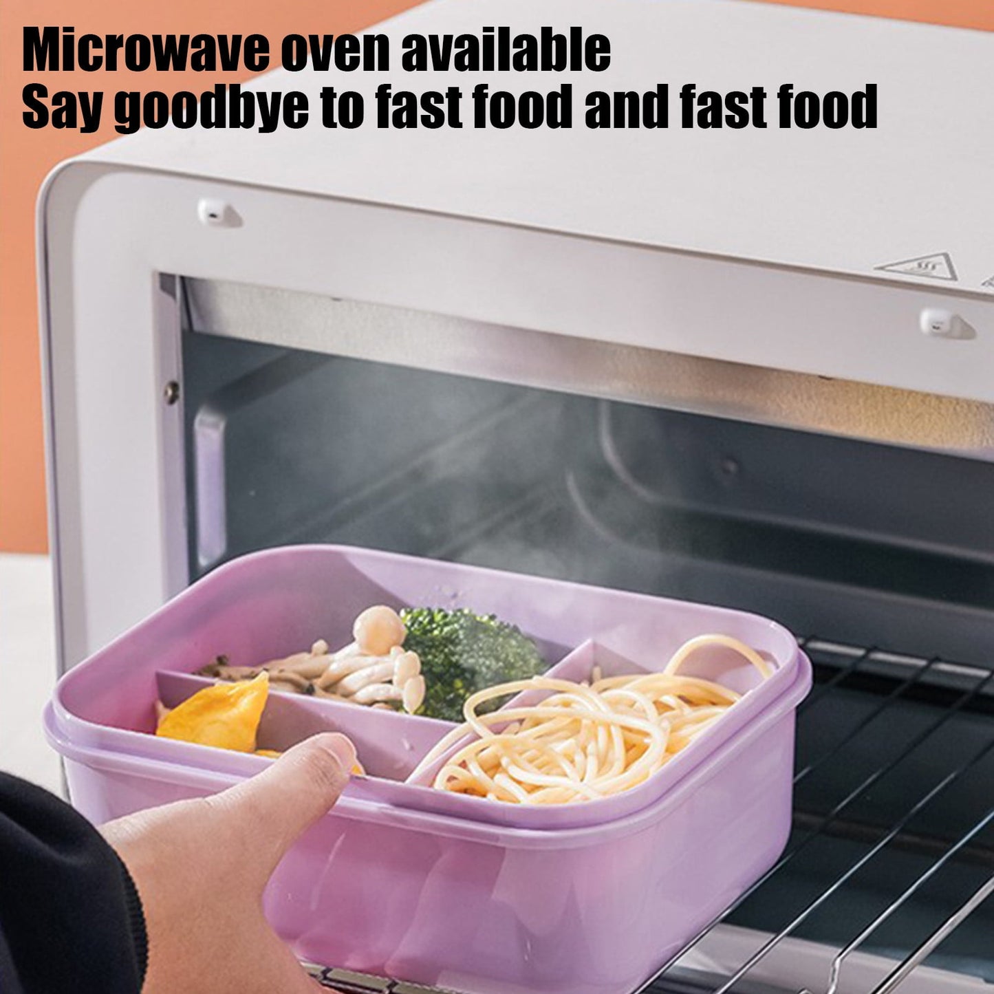 Lunch Box Containers With Dividers, 3 Compartments In One Large Lunch Box, Leakproof Lunch Box, Plastic Microwave Lunch Box Sealed Adult, Suitable For Dining Out Work Purpel