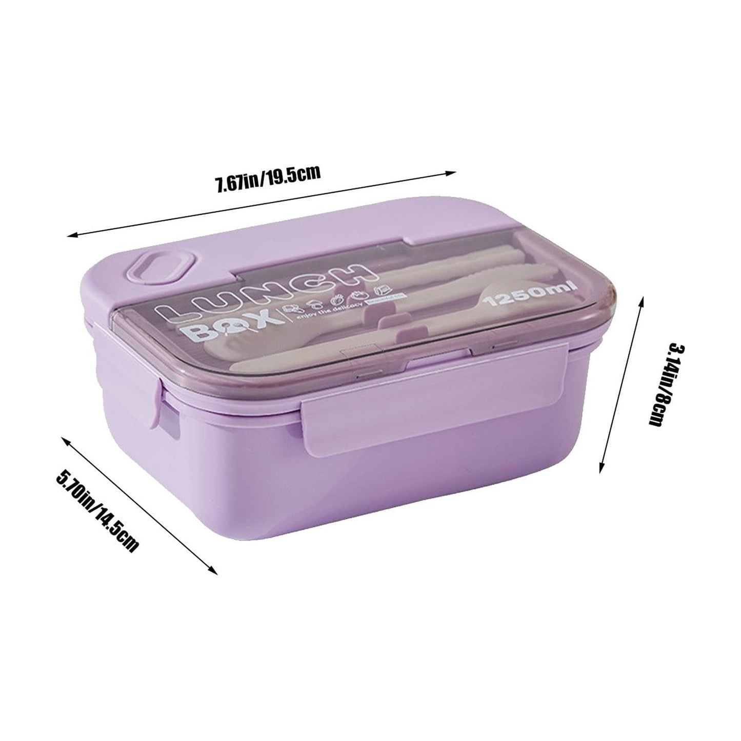 Lunch Box Containers With Dividers, 3 Compartments In One Large Lunch Box, Leakproof Lunch Box, Plastic Microwave Lunch Box Sealed Adult, Suitable For Dining Out Work Purpel