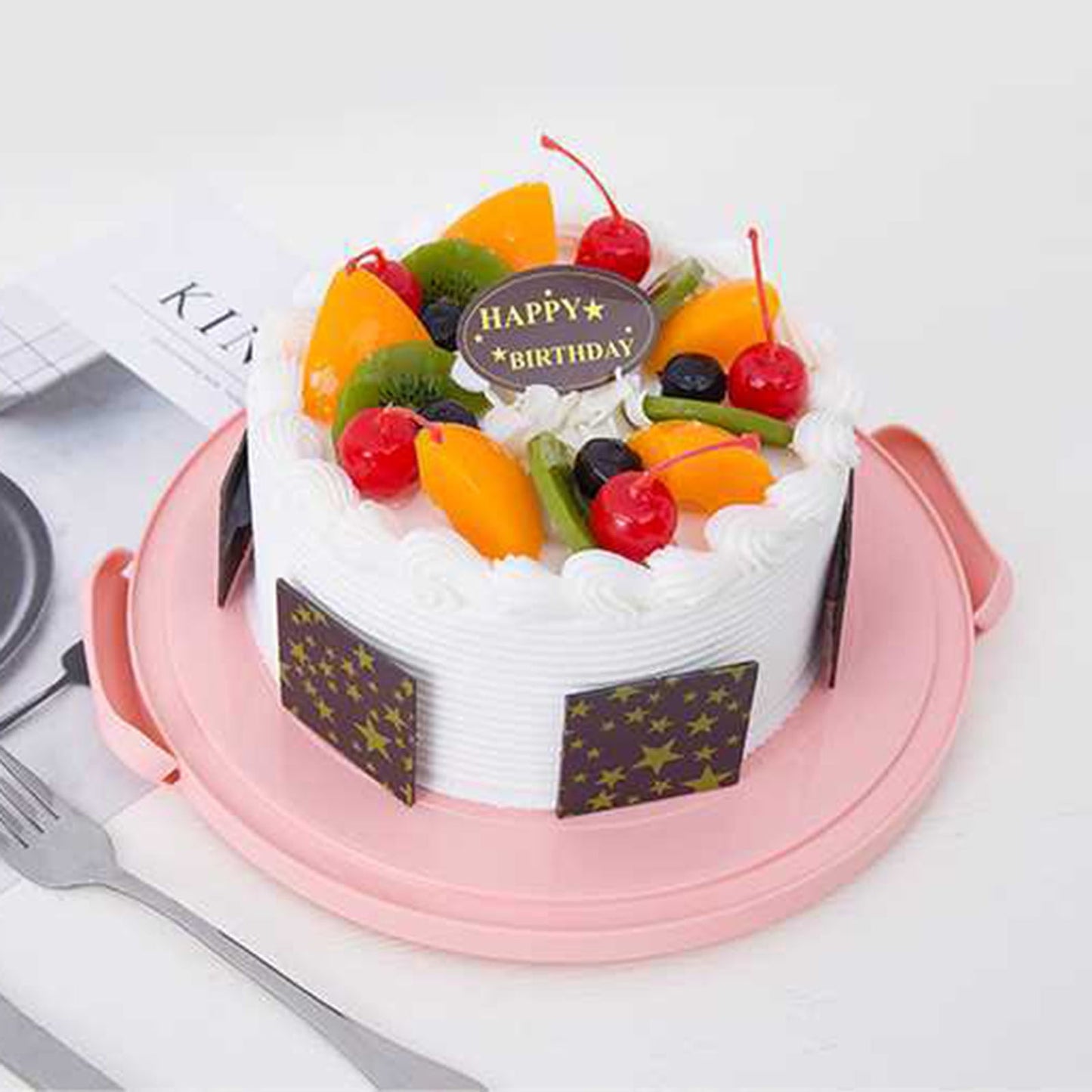 Clearance! Round Cake Carrier Cake Container With Lid And Handles, Large Cupcake Carrier Cake Keeper Sturdy Cupcake Box Cupcake Holder With Two Secure Side Closures Dishwasher Safe, Fresh Storage Pink