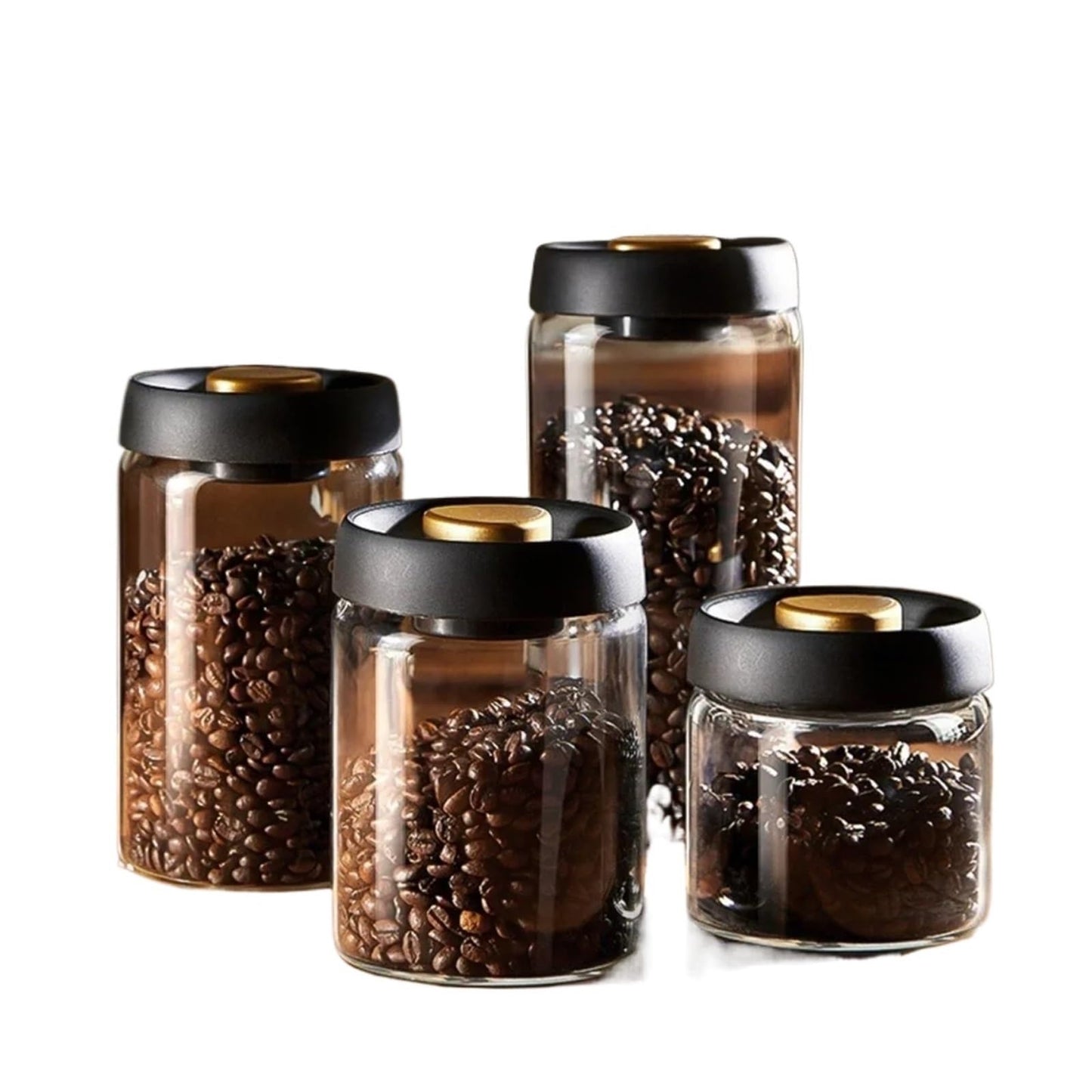 Glass Storage Containers - Storage Tin - Modern, manual vacuum storage tank made of borosilicate glass with moisture-proof lid for kitchen coffee condiments(1800ml)
