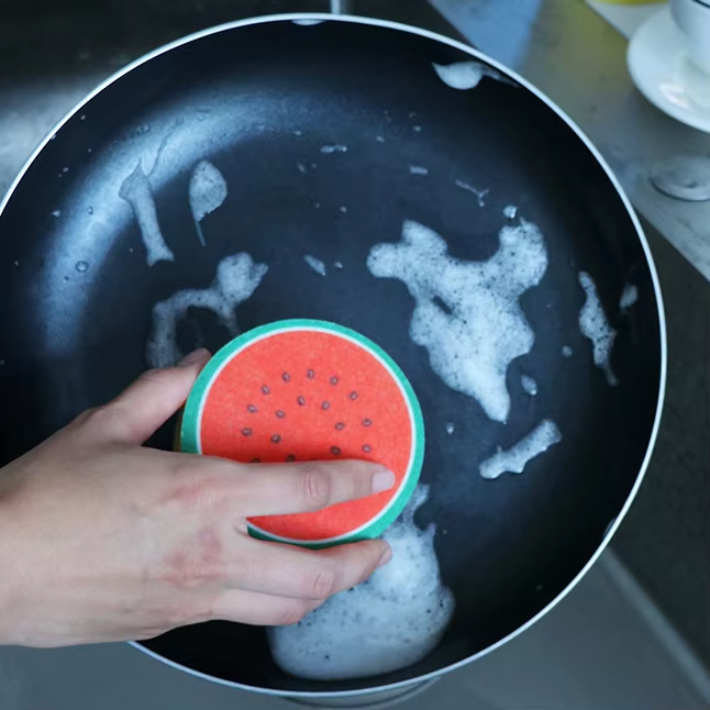 Kitchen Cleaning Sponge | Thick scouring pad | Suitable for dishes, pans, and fruit bowls | Powerful cleaning, durable, and long-lasting(watermelon)