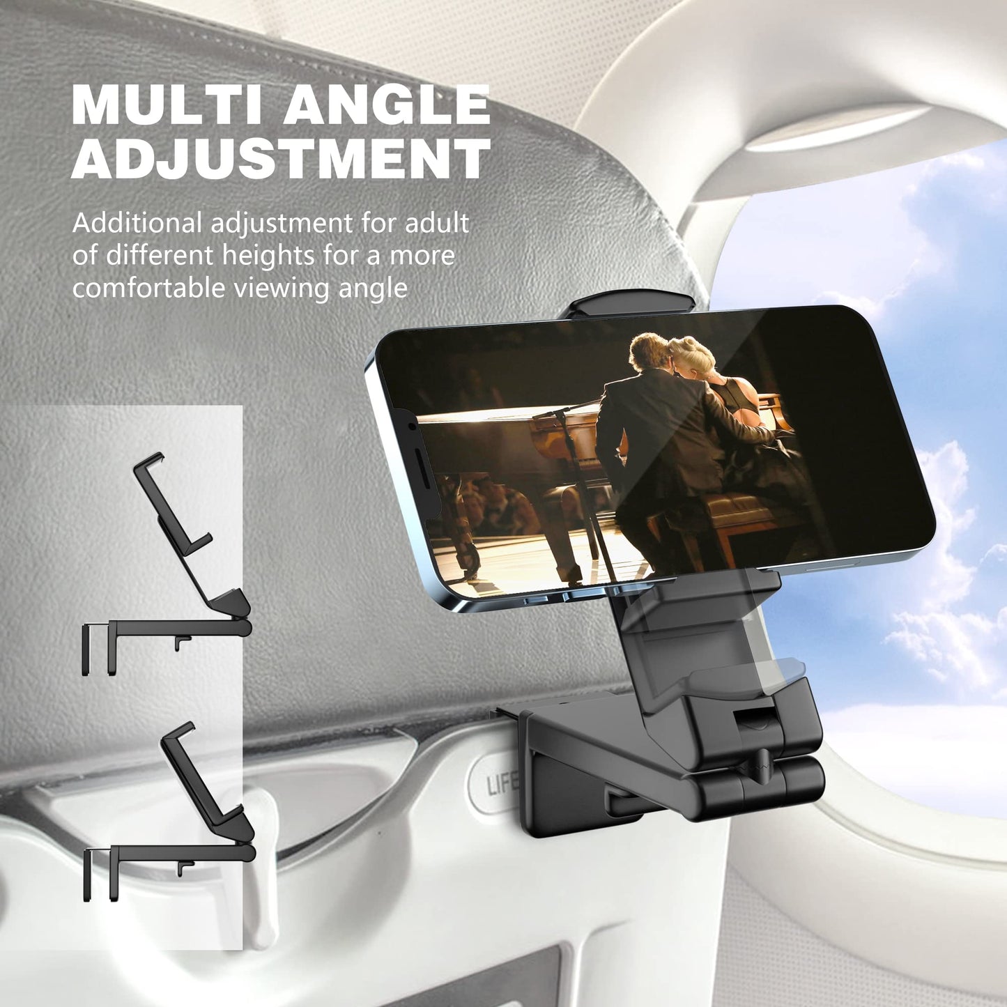 Phone Holder Desk - Tablet Holder - Smartphone Stand - Foldable - Adjustable - Universal - Desk Accessories - Phone Stand - Compact - Travel - Black - 1 piece