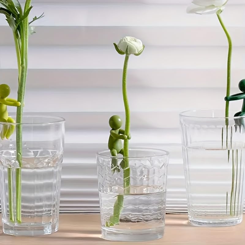 Plant Clamps - Flower Support - Plant Support - Vase Decoration - Stem Holder - Plant Clips - Climbing Aid Plants - Flower Holder - Funny Figurines - Houseplant Accessories - Flower Arranging - Cut Flowers - Green - Set of Plant Ties - 3 pieces