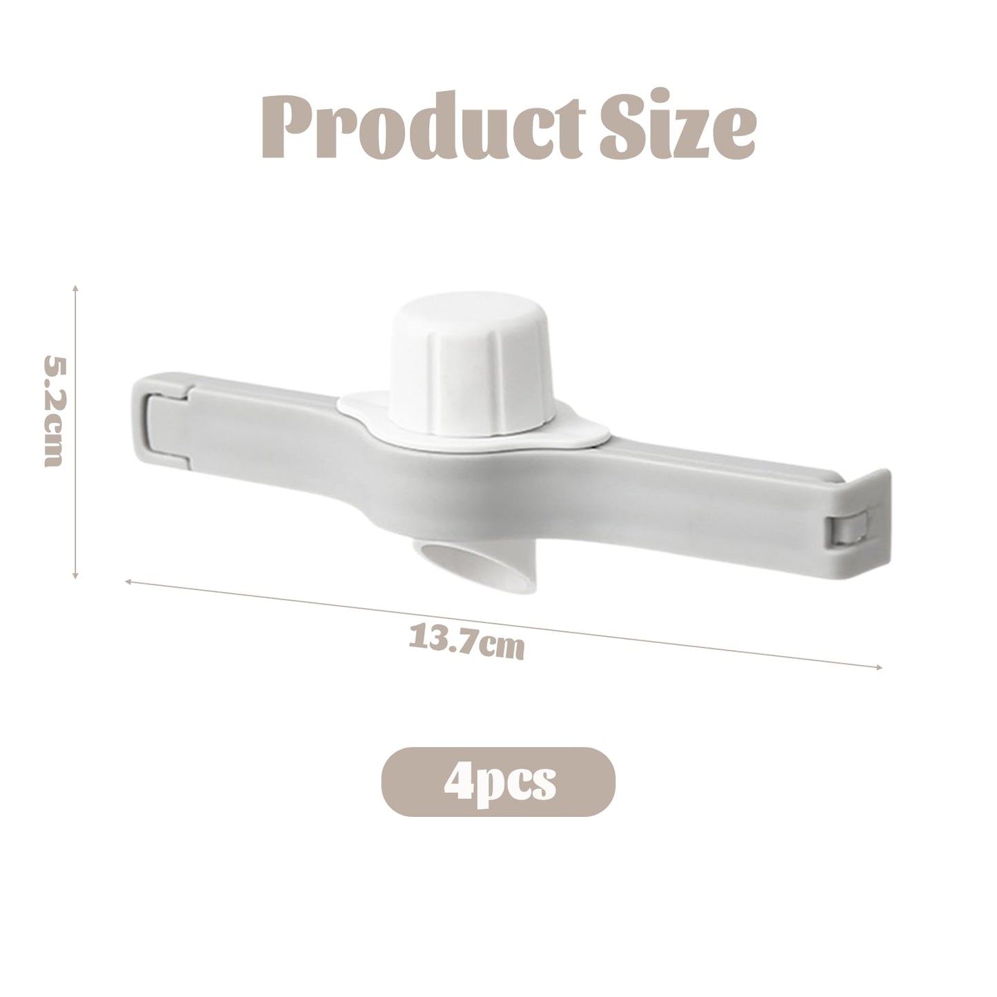 Spout Clips - Food Clips - Bag Closers - Kitchen Accessories - Bag Clips - Food Keepers - Clip with Cap - Airtight Storage - Coffee Clip - Pantry Organizer - Dosing Aid - Gray - Pack of 4