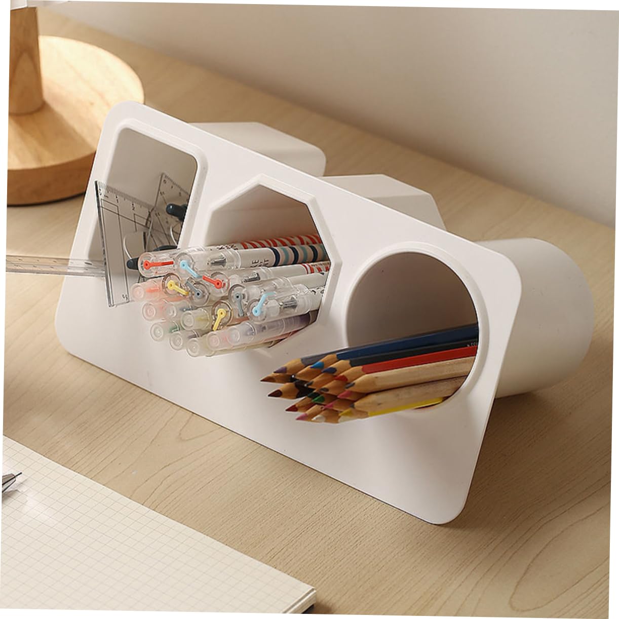 Desk Organizer - Pen Tray - Makeup Brush Holder - Desk Accessories - Pen Holder - Hanging Storage Tray - Office Supplies - Cosmetics Organizer - Space Saving - School Supplies - Table Organizer - Black - 1 Piece