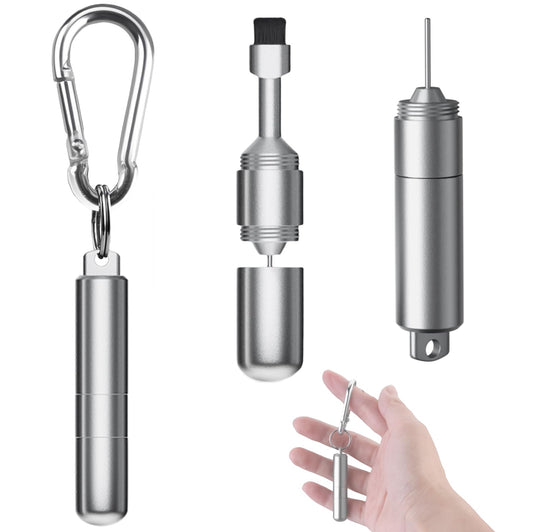 SIM card ejector—Earphone cleaning pen—Keychain cleaner—Mobile phone earphone cleaner—Bluetooth cleaner—Earbud cases—SIM card ejector—SIM eject pin—2-in-1 EDC eject pin reset tool (without carabiner)
