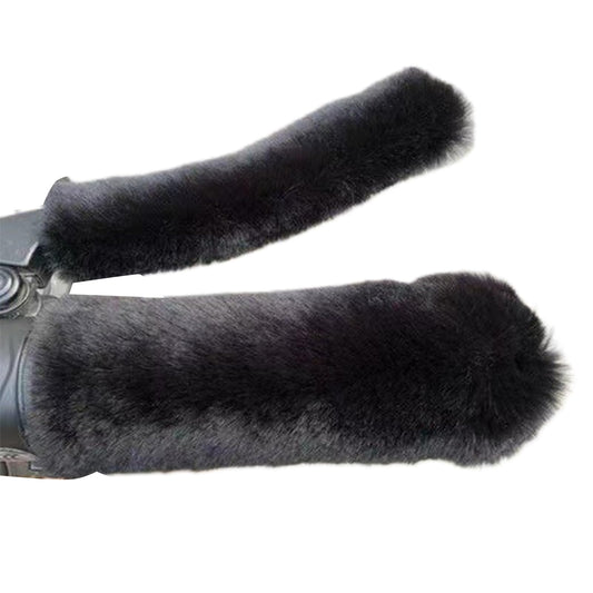 Handlebar Muffs - Hand Warmers - Motorcycle Accessories - Scooter Accessories - Handles - Brake Lever Protection - Winter - Moped - Bicycle Handlebars - Plush - Gift for Men - Soft Grip - Universal - Black - 2 Pieces