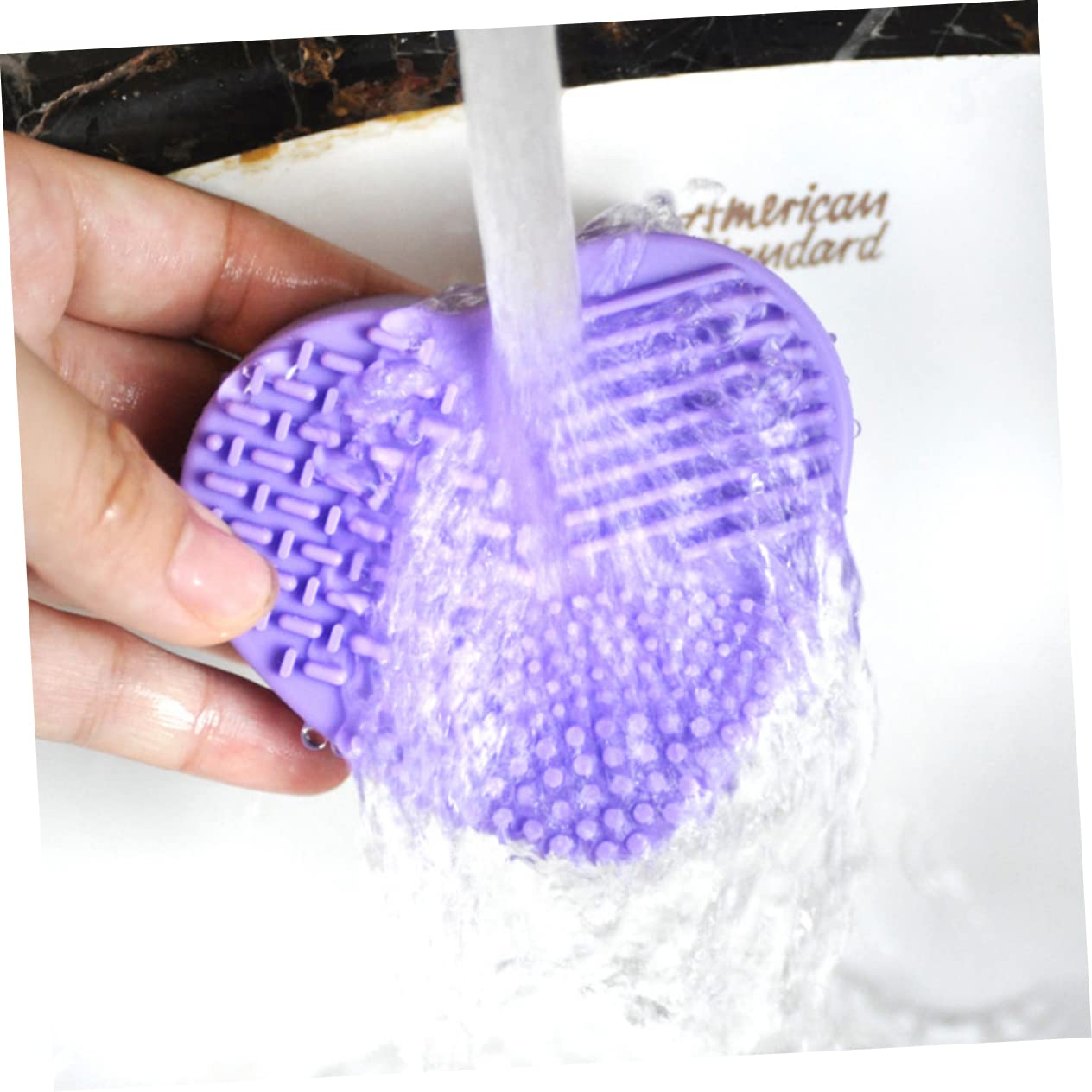 Makeup Brush Cleaner - Brush Cleaner - Brush Cleaner - Makeup Sponge - Cosmetic Accessories - Dry Cleaning Sponge - Brush Cleaning - Silicone Cleaning Mat - Beauty Gadget - Gift for Women - Heart-shaped - Pink and Purple - 2 Pieces