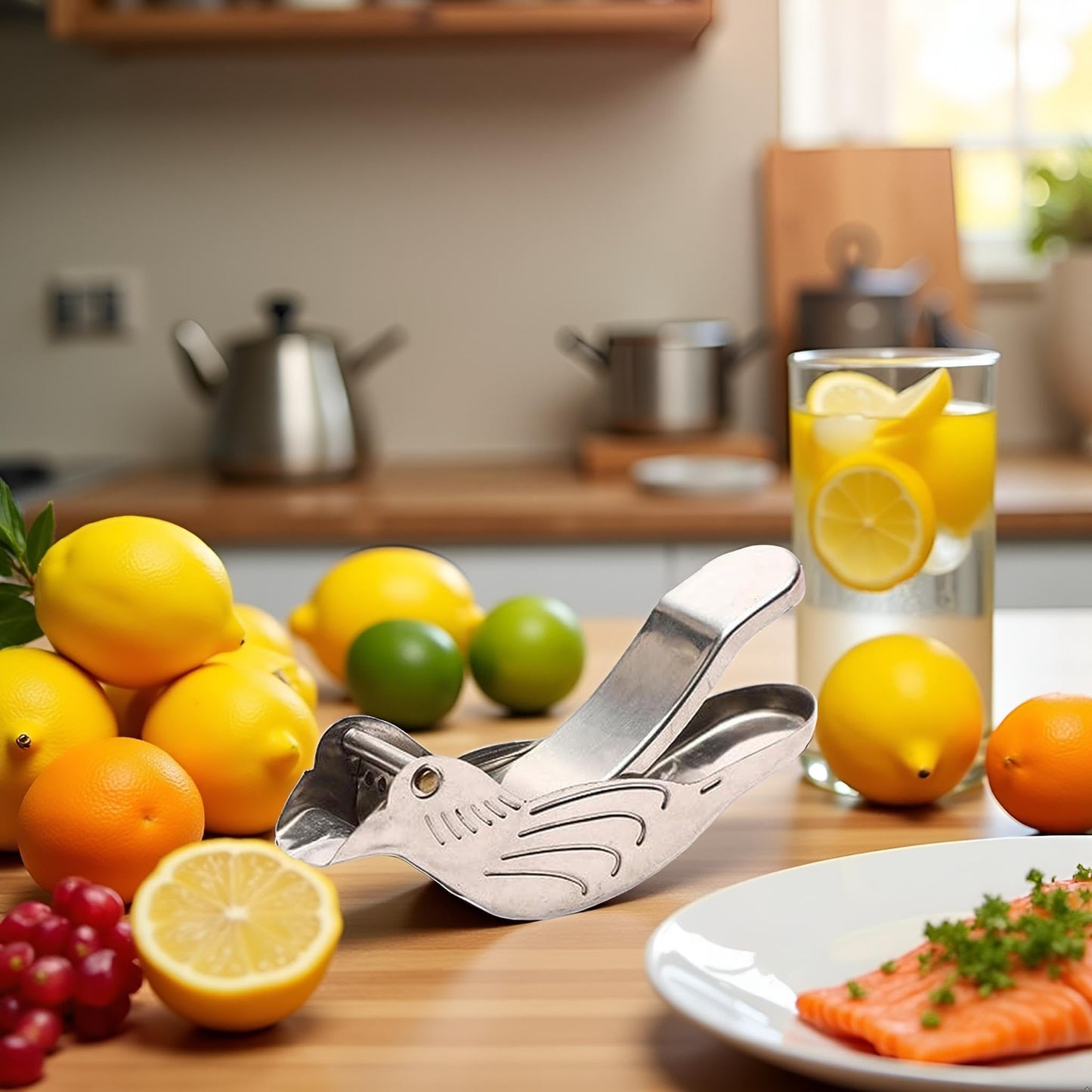 Lemon Squeezer - Manual Citrus Juicer - Lime Squeezer - Hand Squeezer - Kitchen Gadgets - Lemon Squeezer - Bird - Fruit Squeezer - Cocktail Accessories - Tableware - Gift - Orange Squeezer Hand - Stainless Steel - Silver - 1 Piece