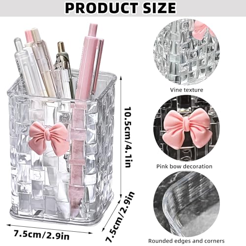 Desk organizer - Organizer - Storage basket - Storage box - Desk accessories - Desk organizer pen tray - Desk organizer pen tray - Bathroom cabinet - Bathroom furniture - Bow - Transparent white - 1 piece