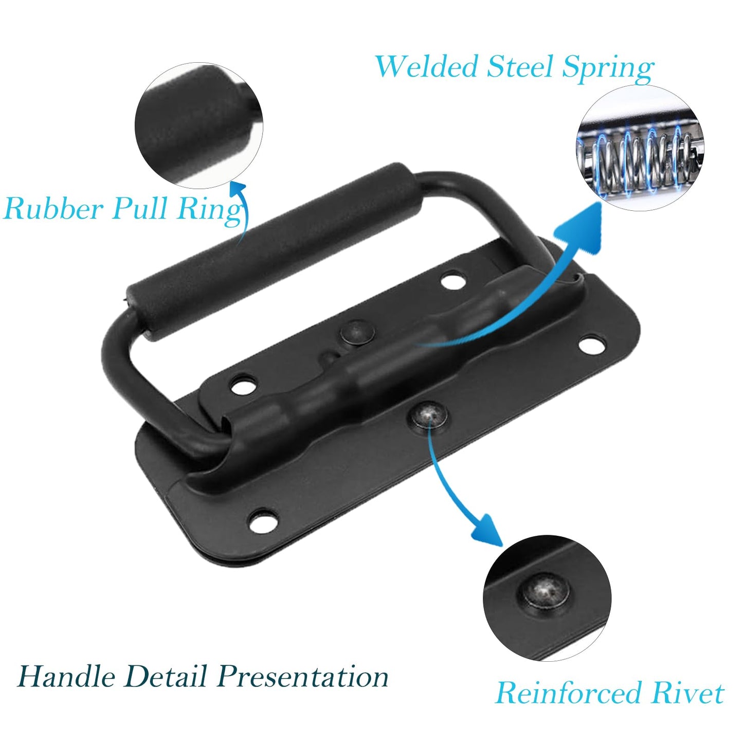 Handle - Tool Box Handle - Cabinet Handle - Tool Handle - Tool Set Handle - Tool Case Handle - Tool Bag Handle - With Grip - Black - Pack of 2