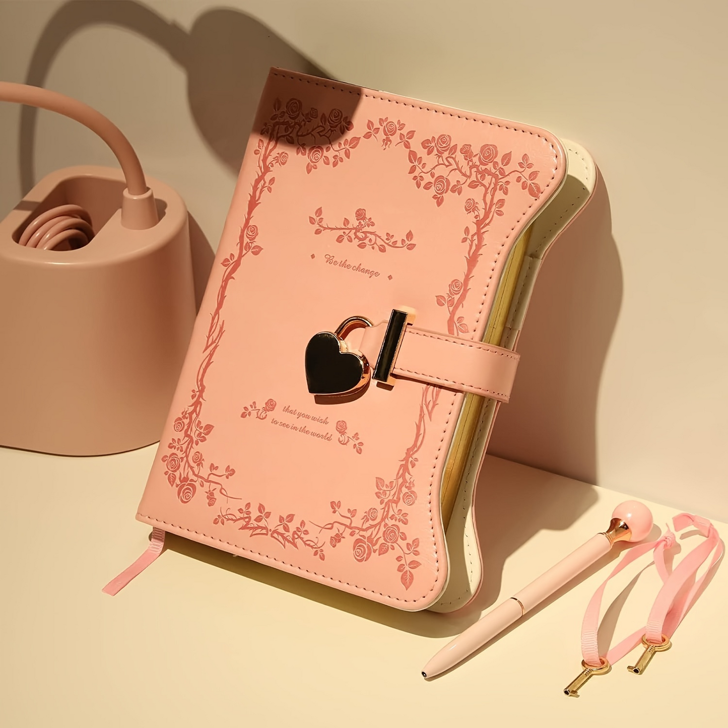 Diary - Journal - diary with lock - password book - Notebook - notebook b6 - diary for adults - books - Retro - Creative - Christmas gifts - Christmas gifts for adults - gift for women - gift for men - pink