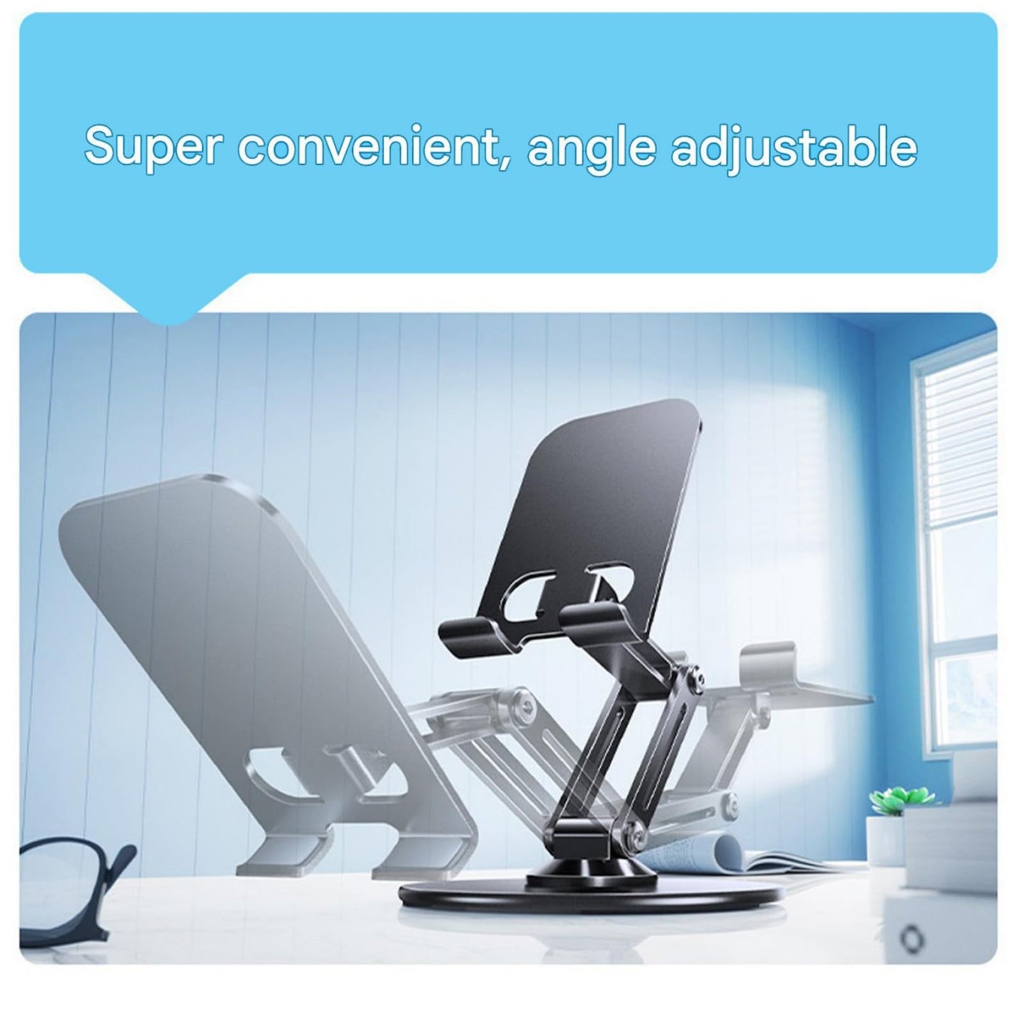 Phone Holder - Tablet Holder - Stand - Desk Accessories - Phone Stand - Smartphone Holder - Tablet Stand - Desk Gadgets - Universal Holder - Phone Support - Desk Stand - Black - 1 Piece