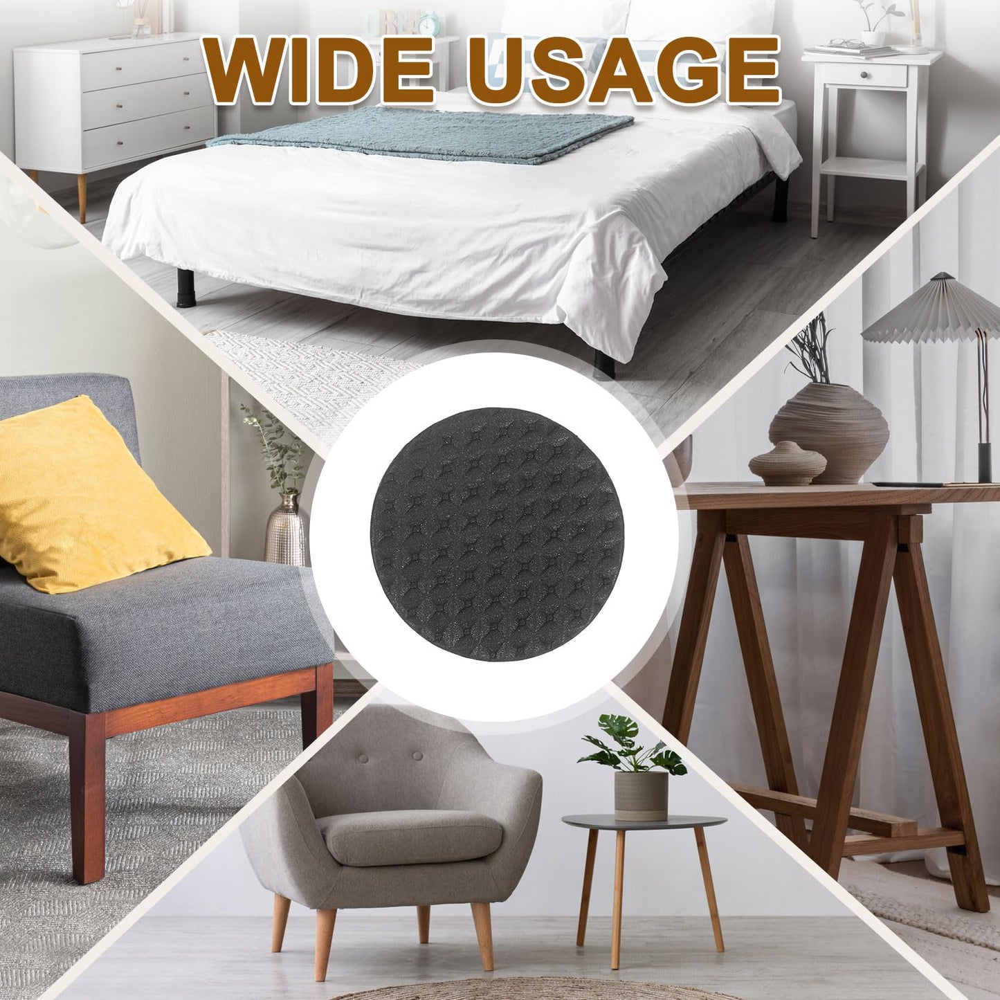 Floor protectors - Felt pads - Anti-slip - Chair caps - Chair leg protectors - Furniture felt - Rubber feet - Furniture glides - Felt pads for chairs - Self-adhesive felt pads - Black - 72 pieces