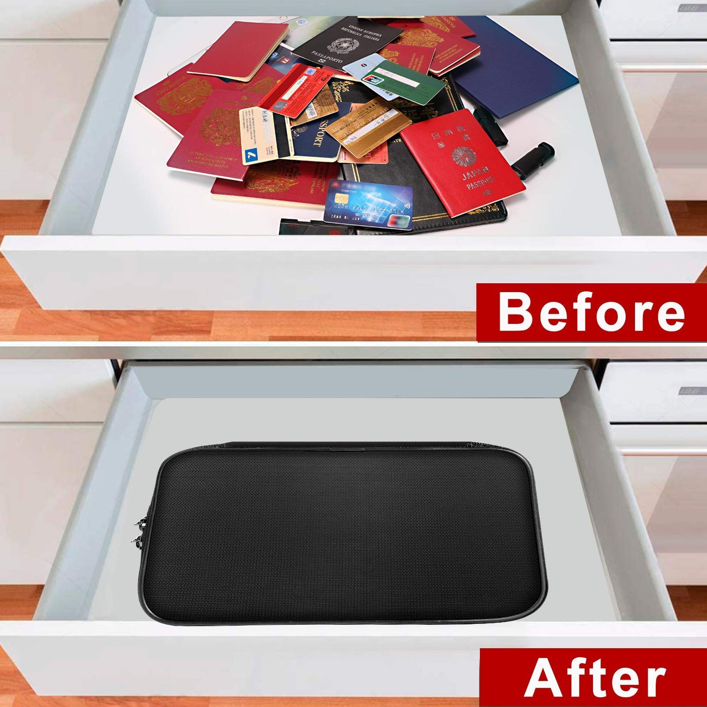 Document Organizer - Storage Bag with Combination Lock - Travel Folder - Documents - Passport Holder - Office Supplies - Security Bag - Water-Repellent - Tablet Storage - Administration - Holiday Accessories - Briefcase - Black - 1 Piece