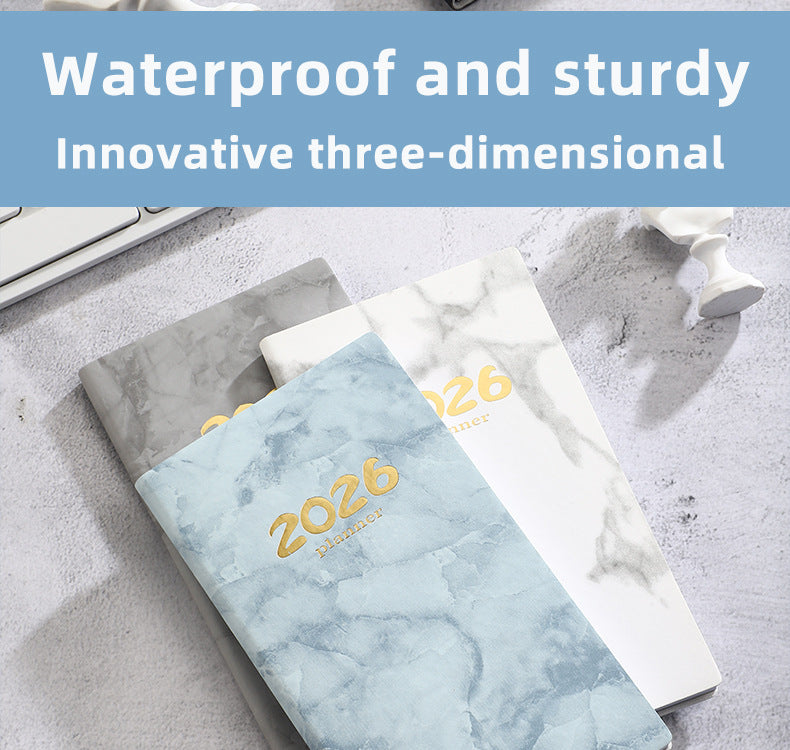 Pocket diary 2026 - A6 diary - Weekly planner - Yearly planner - Organizer - Planner book - 2026 diary for women - School diary - Weekly diary - Compact diary - Diary - Planning tool - Small diary - Marble design - Gray - 1 piece