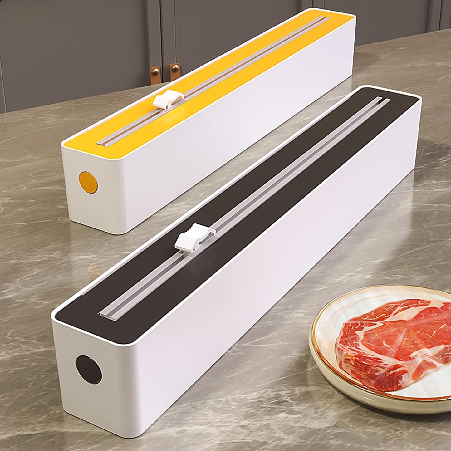 Foil Cutter - Cling Film Dispenser - Aluminum Foil Holder - Foil Cutter - Kitchen Drawer Organizer - Paper Towel Holder - Wrapping Paper Cutter - Baking Paper Holder - Refillable Foil Holder - Kitchen Gadgets - Compact Design - White - 1 Piece