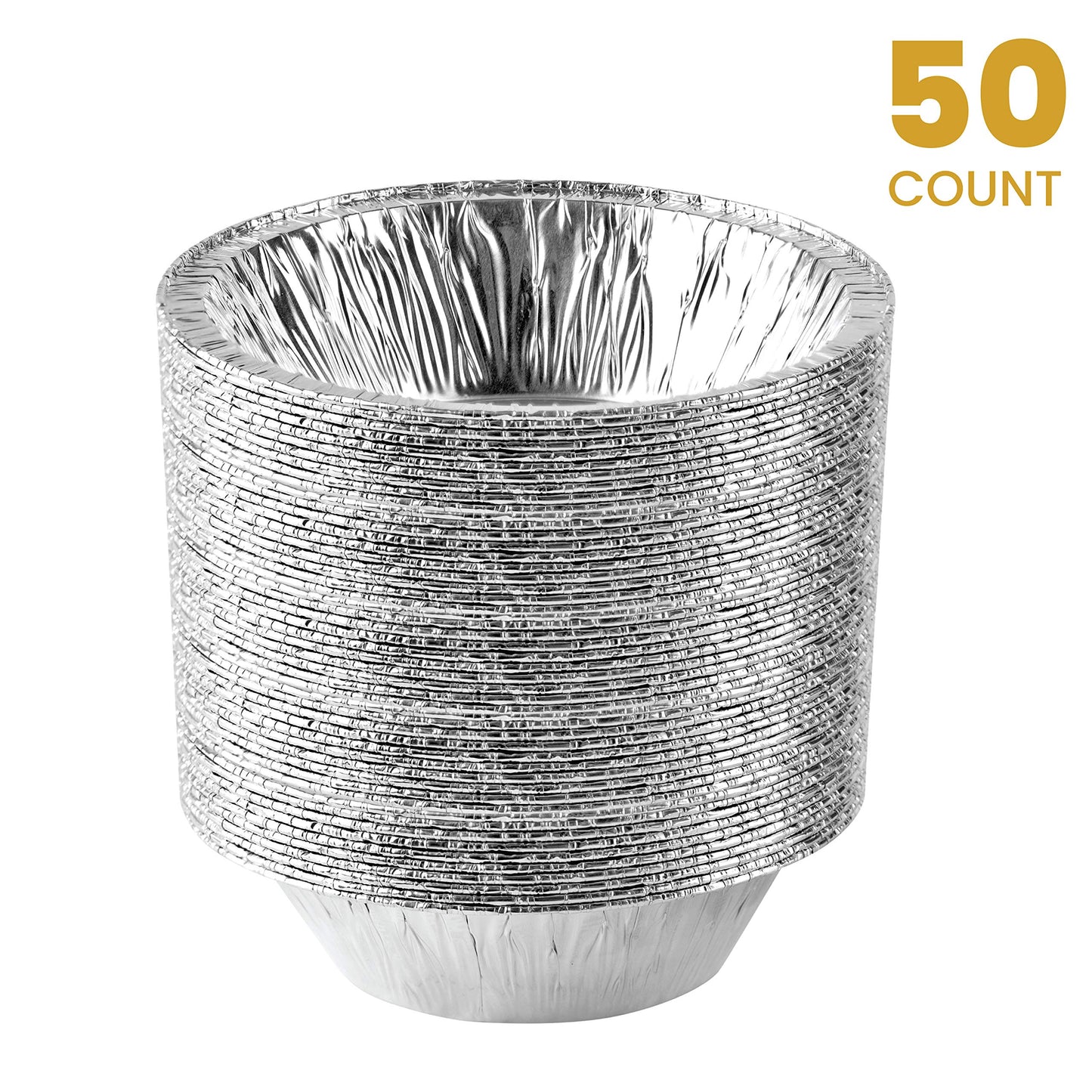 Aluminum Trays - Airfryer Trays Round - Oven Trays - BBQ Drip Trays - Disposable Trays - Aluminum Bowls - Grill Accessories - Small Baking Pans - Food Containers - Heat Resistant - Grease Collection Trays - Catering Trays - Sturdy - Silver - 50 Pieces