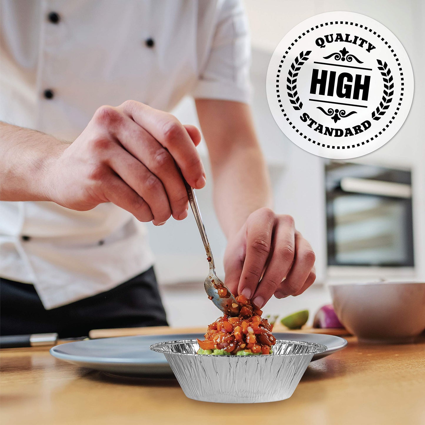 Aluminum Trays - Airfryer Trays Round - Oven Trays - BBQ Drip Trays - Disposable Trays - Aluminum Bowls - Grill Accessories - Small Baking Pans - Food Containers - Heat Resistant - Grease Collection Trays - Catering Trays - Sturdy - Silver - 50 Pieces