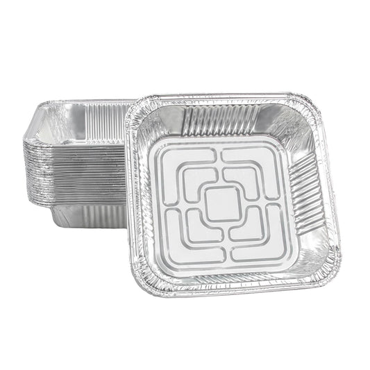 Aluminum Trays - Square Oven Dishes - Air Fryer Trays - Aluminum Bowls - Disposable Trays - BBQ Drip Trays - Grill Accessories - Baking Pans - Heat Resistant - Food Containers - Catering Trays - Meal Prep Trays - Practical - Silver - 50 Pieces