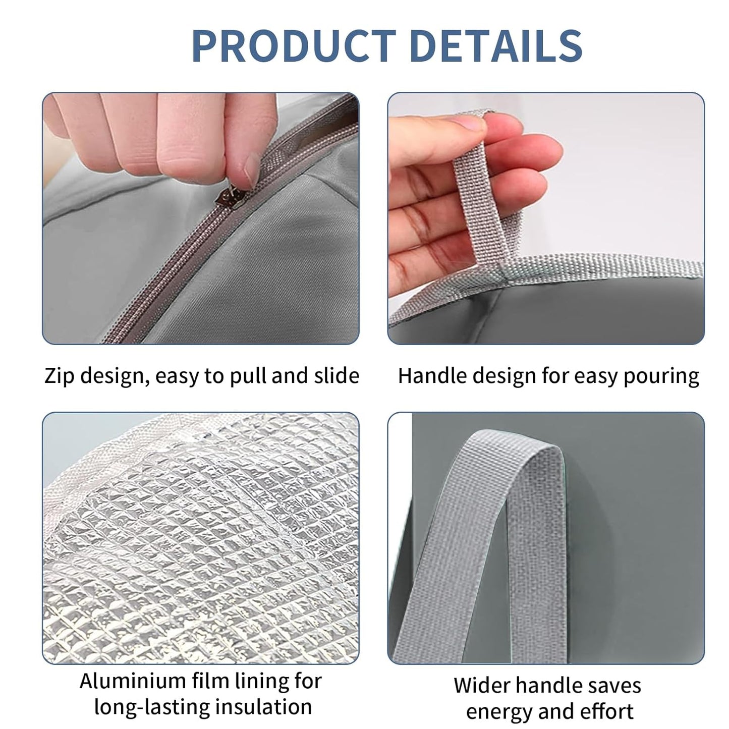 Foot Bath - Foot Bath - Foldable Bucket - Portable Water Bag - Collapsible Wash Basin - Wellness - Home Spa - Foot Warmer - High Edge - With Lid - Thermal Insulation - Travel and Camping - Waterproof - Gray - 1 Piece