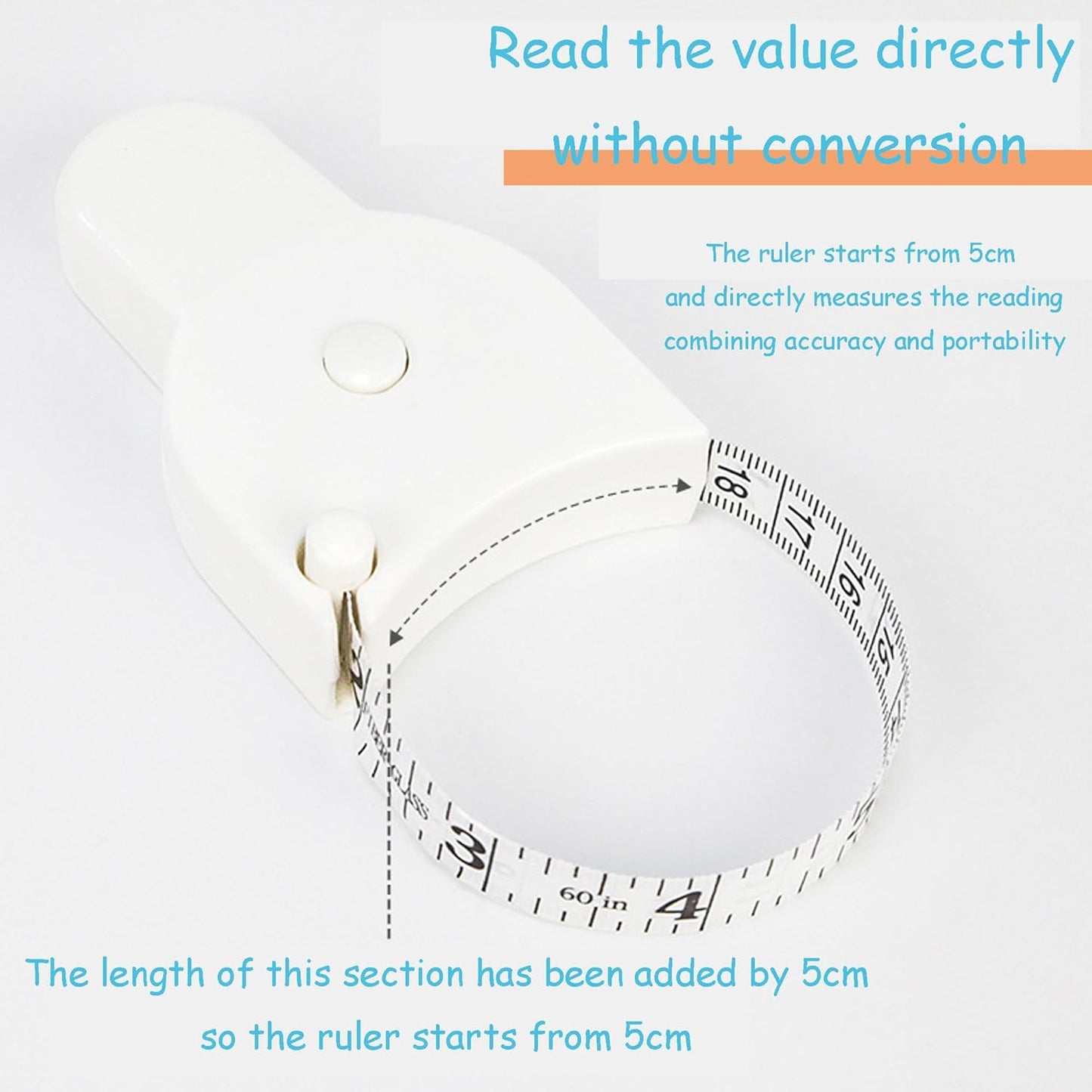 Measuring Tape - Body Measuring Tape - Circumference Measurement - Losing Weight - Waist Measurement - Fitness Accessories - Centimeter - Tailor's Tape - Roll-up - Body Measurement - Muscle Mass - Waist Circumference - Measuring Tape - White - 1 Piece