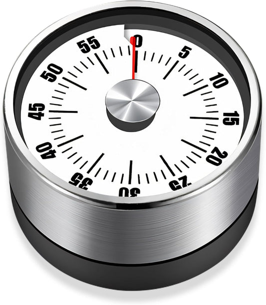 Kitchen Timer - Timer - Kitchen Timer - Egg Timer - Stopwatch - Mechanical Timer - Time Clock - Pomodoro - Kitchen Utensils - Cooking Utensils - Baking Utensils - Gadgets - Alarm Clock - Clock - Stainless Steel - Magnet - Cooking - White - 1 Piece