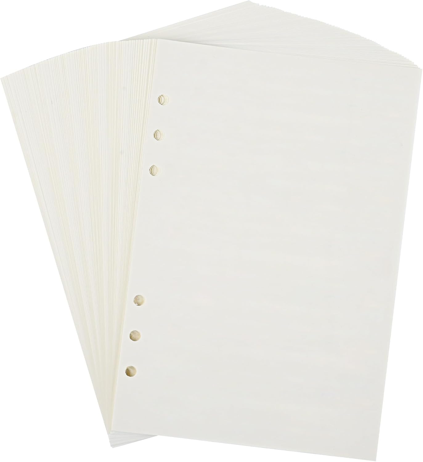 Notebook Refill A5 - Ring Binder Paper 6 Holes - Agenda Refill - Bullet Journal Paper - Refillable Notepad - Writing Paper - Planner Inserts - Office Supplies - School Supplies - Blank Sketch Paper -No Lines - White - 5 Pieces