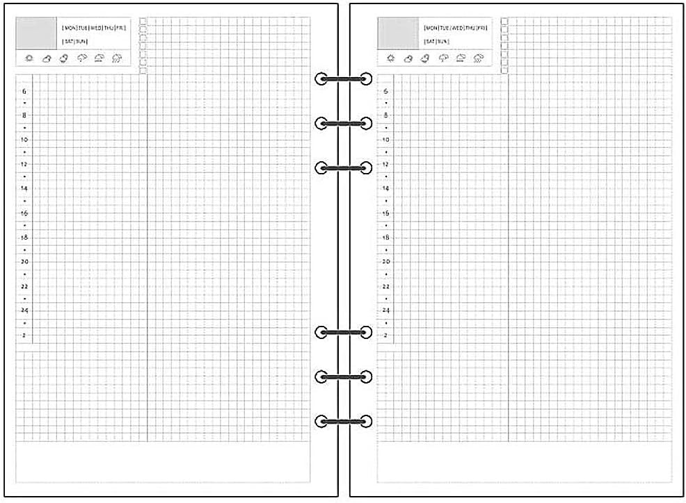 Notebook Refill A5 - Ring Binder Paper 6 Holes - Agenda Refill - Bullet Journal Paper - Refillable Notepad - Writing Paper - Planner Inserts - Office Supplies - School Supplies - Calendar Overview -Weekly planner agenda - white - pack of 5