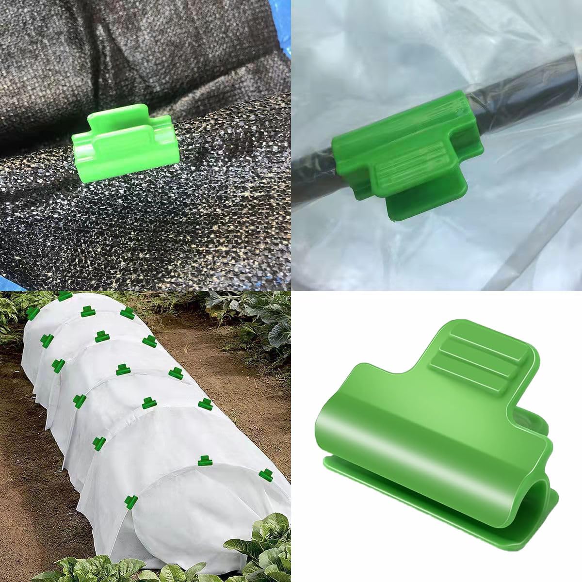 Greenhouse Clamps - Foil Clips - Pipe Clamps 16mm - Greenhouse Clips - Greenhouse Mounting - Tunnel Arch Clips - Vegetable Garden Accessories - Greenhouse - Fleece Cloth Holders - Bird Net Clamp - Insect Mesh Mounting - Garden Supplies - Plastic - Green -