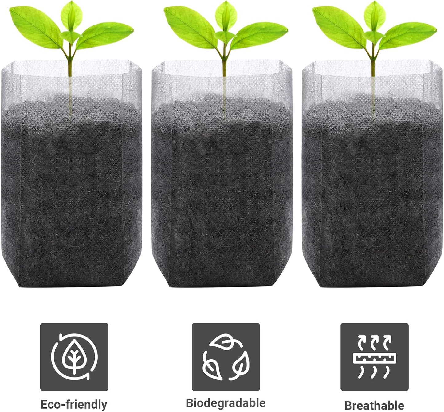 Grow Bags - Gardening - Grow Pots - Vegetable Garden - Seedlings - Plant Bags - Non-woven Grow Bags - Growing Set - Breathable Fleece - Plant Pots - Garden - Sowing - Cuttings - Vegetables - Fruit - Plant Bag - Vegetable Gardening - Sustainable - White -