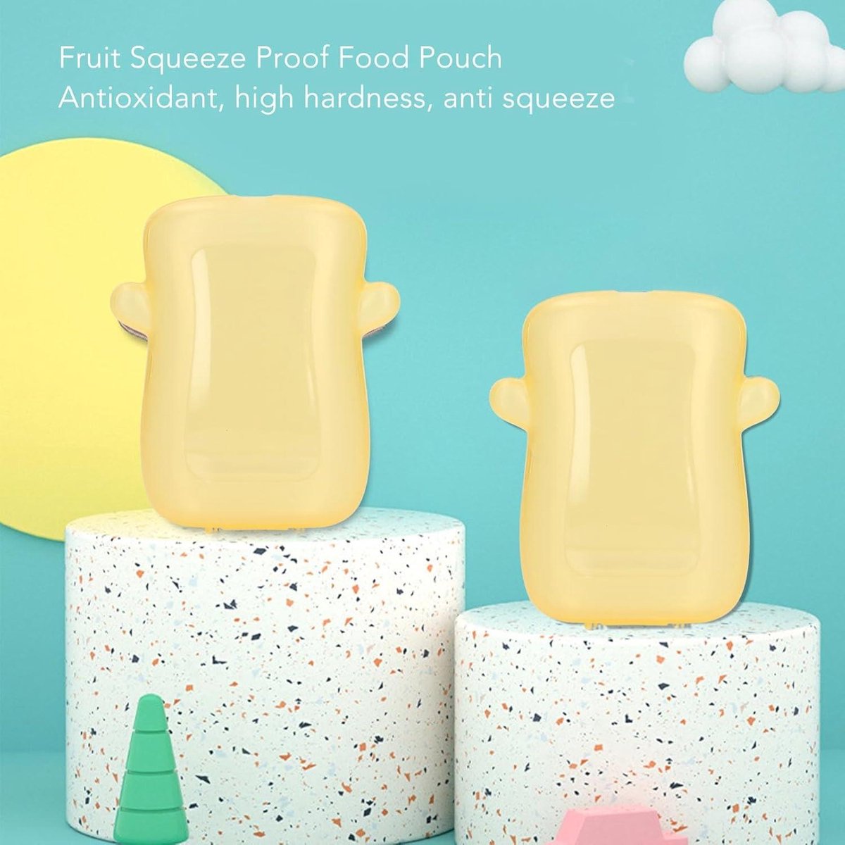 Cosensi - Squeeze Pouch Holder for Baby Food and Toddlers in Yellow with Keywords Baby Products, Storage Accessories, Handy Accessories