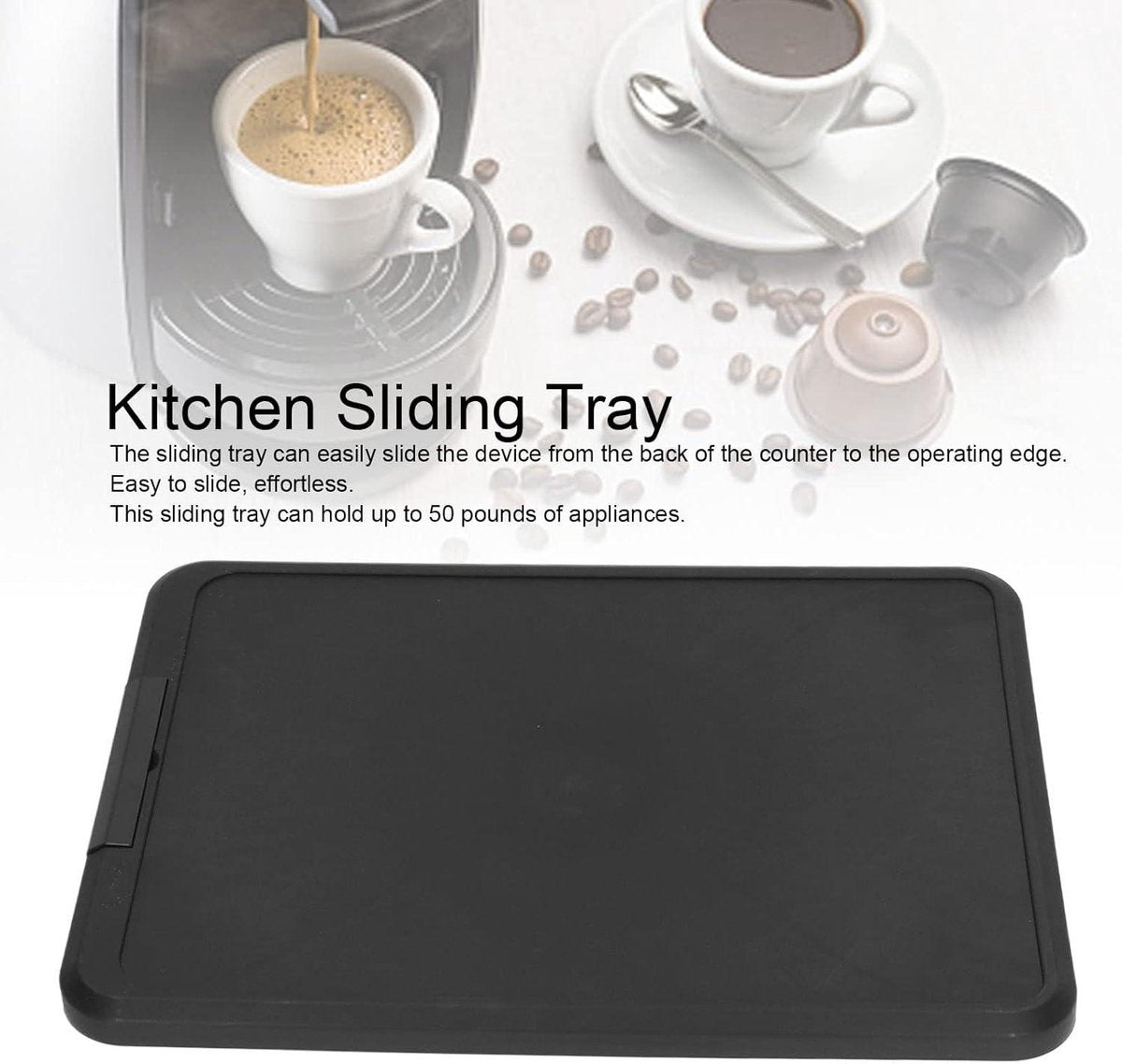 Allecto Kitchen Appliance Sliding Tray - Rolling Tray - Handy - Black - Storage Accessories - Suitable for various models - Kitchen Appliance Storage System