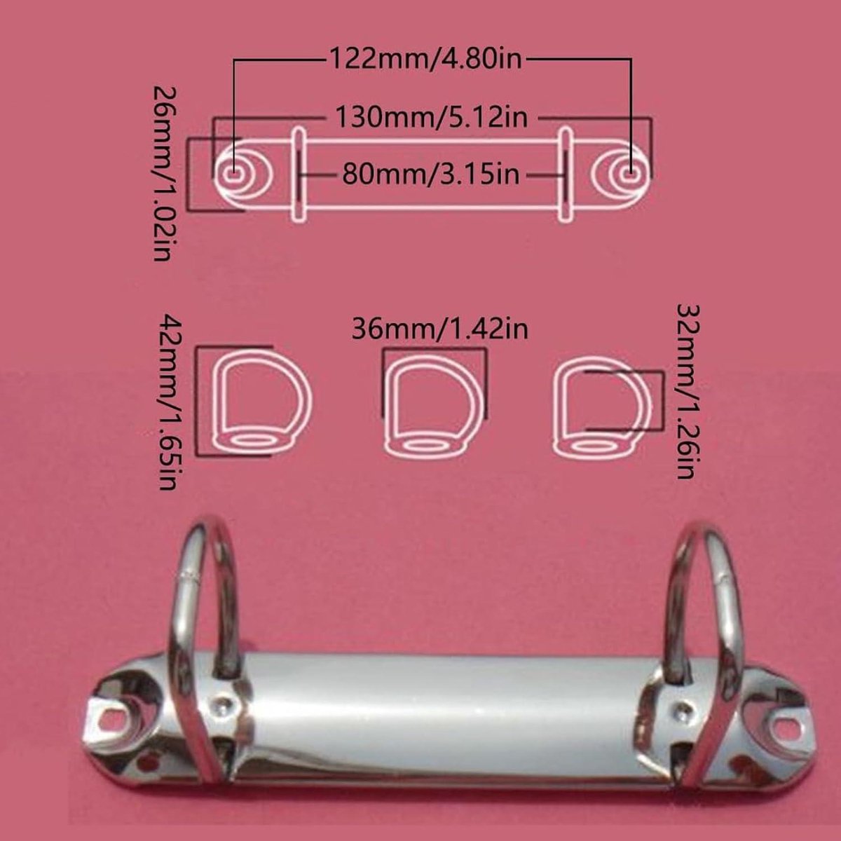 5 pieces D-shaped metal clip ring binder mechanism - set of 2 ring binders for papers, textbook, documents - school supplies - storage accessories