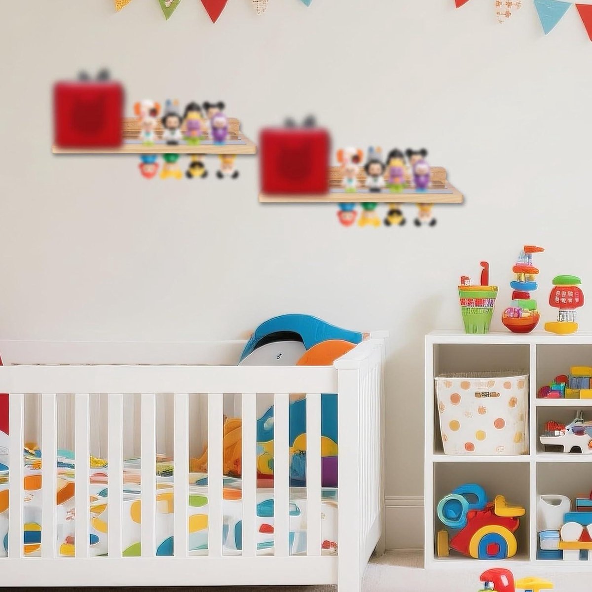 Allecto plus - Magnetic Shelf for Tonies, Wooden Display Shelf for Toy Figures with Charging Station - Nursery Organizer with Floating Design and Storage Accessories.
