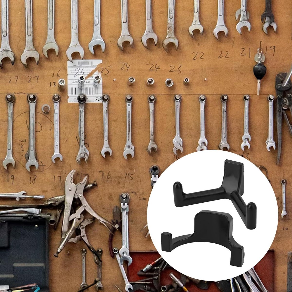 21-Piece Tool Storage Hooks - Black Y/U-Shaped Hooks with Wrench - Shed Storage Accessories - Compatible with Suncast and Craftsman
