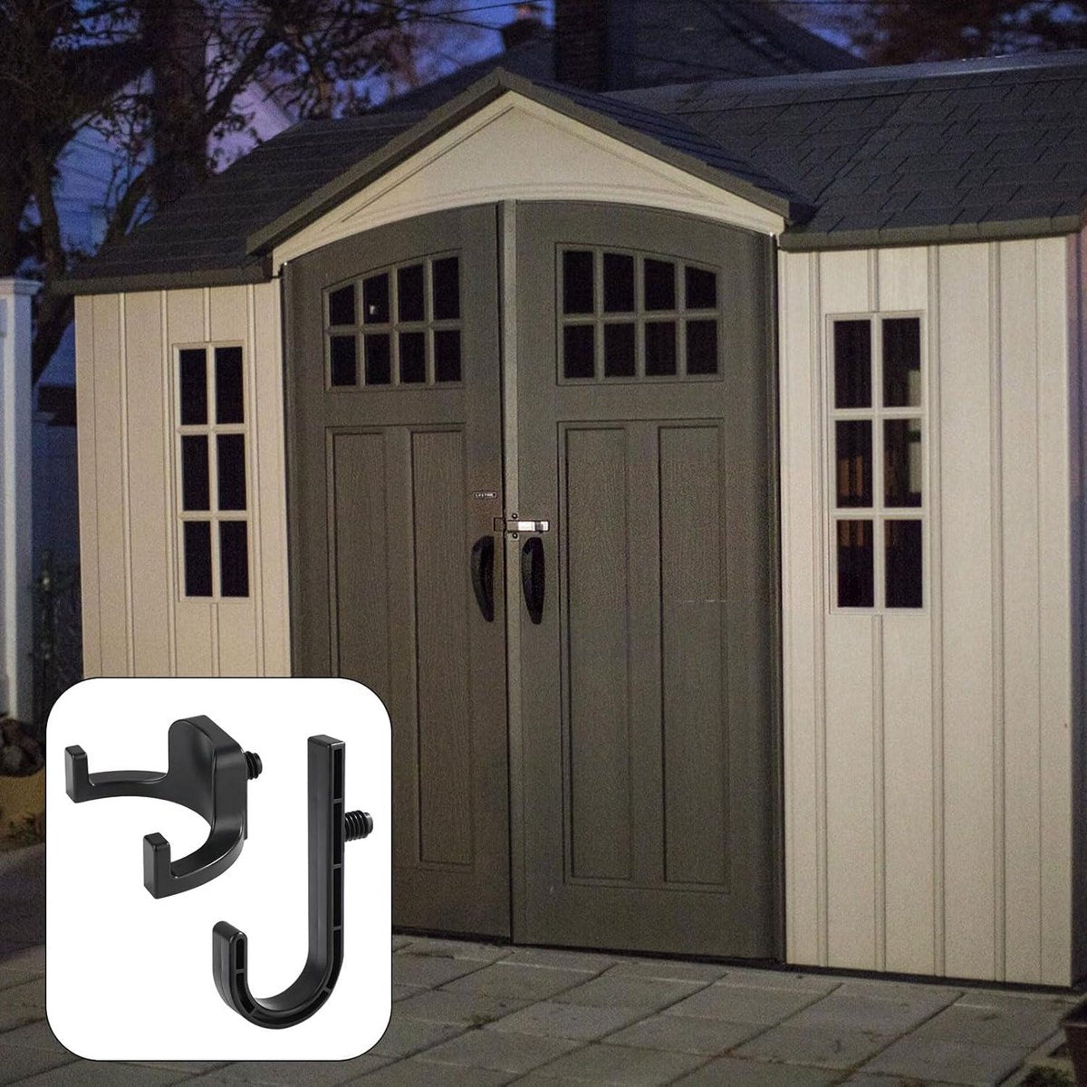 Storage Hooks for Sheds - Handy J/V-Shaped Tool Hooks - Compatible with various sheds - Storage accessories for a tidy shed