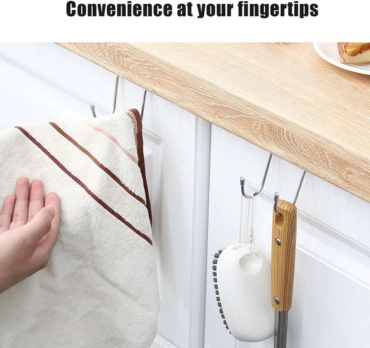 4 pieces - Hooks - Cabinet door hooks - S-shaped hooks - Storage hooks - Storage accessories - Suitable for kitchens, bathrooms, cabinets, nightstands - Silver - 6.5*2.5*7.5 cm