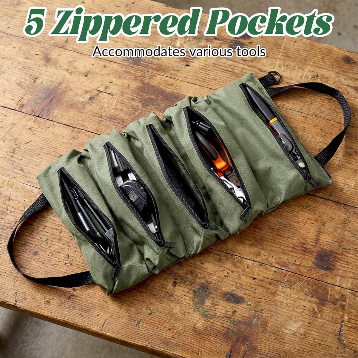 Tool bag - storage bag - tool bag - tools not included - foldable - portable - storage accessories - suitable for electricians and repairmen - tool bag - green - 47*28 cm