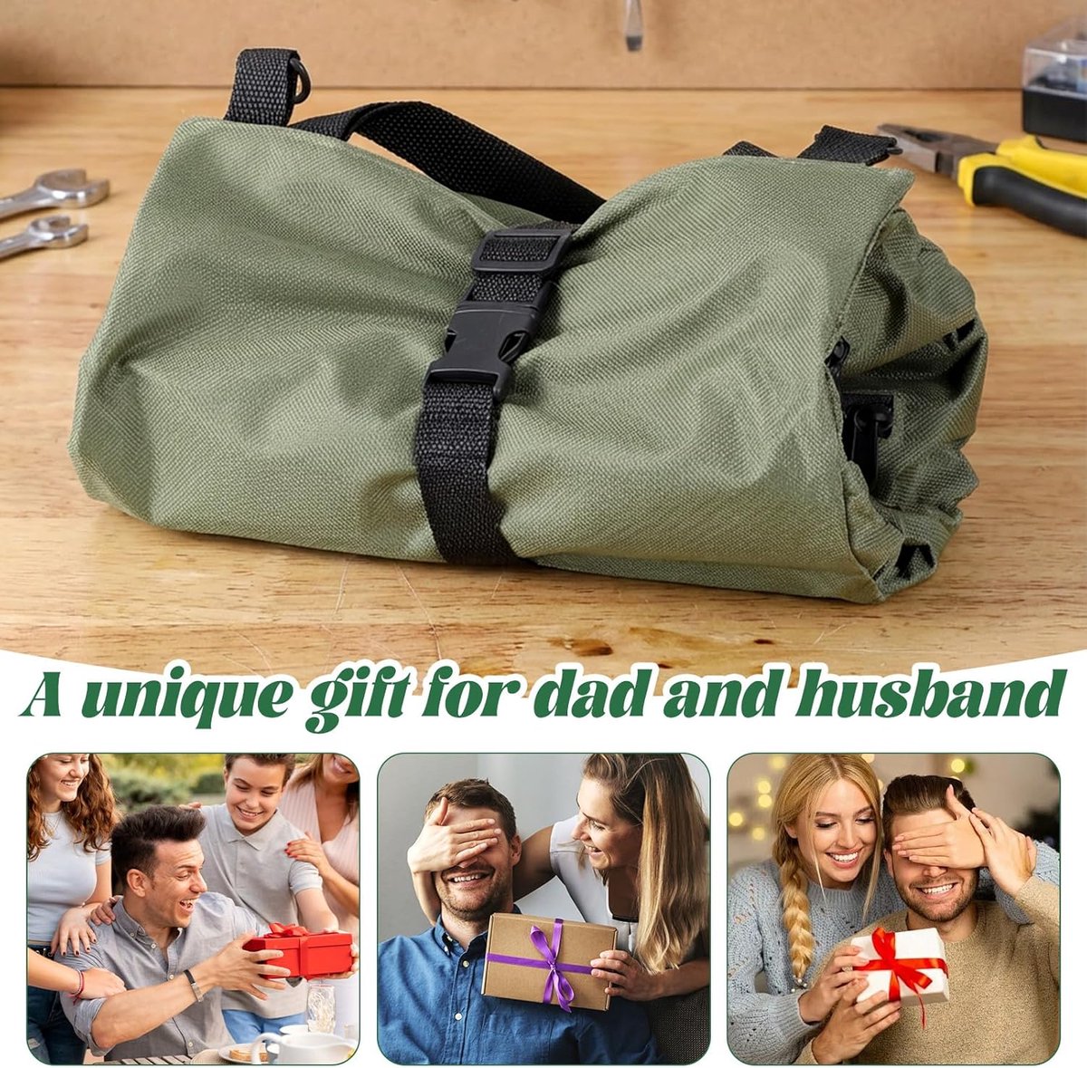 Tool bag - storage bag - tool bag - tools not included - foldable - portable - storage accessories - suitable for electricians and repairmen - tool bag - green - 47*28 cm