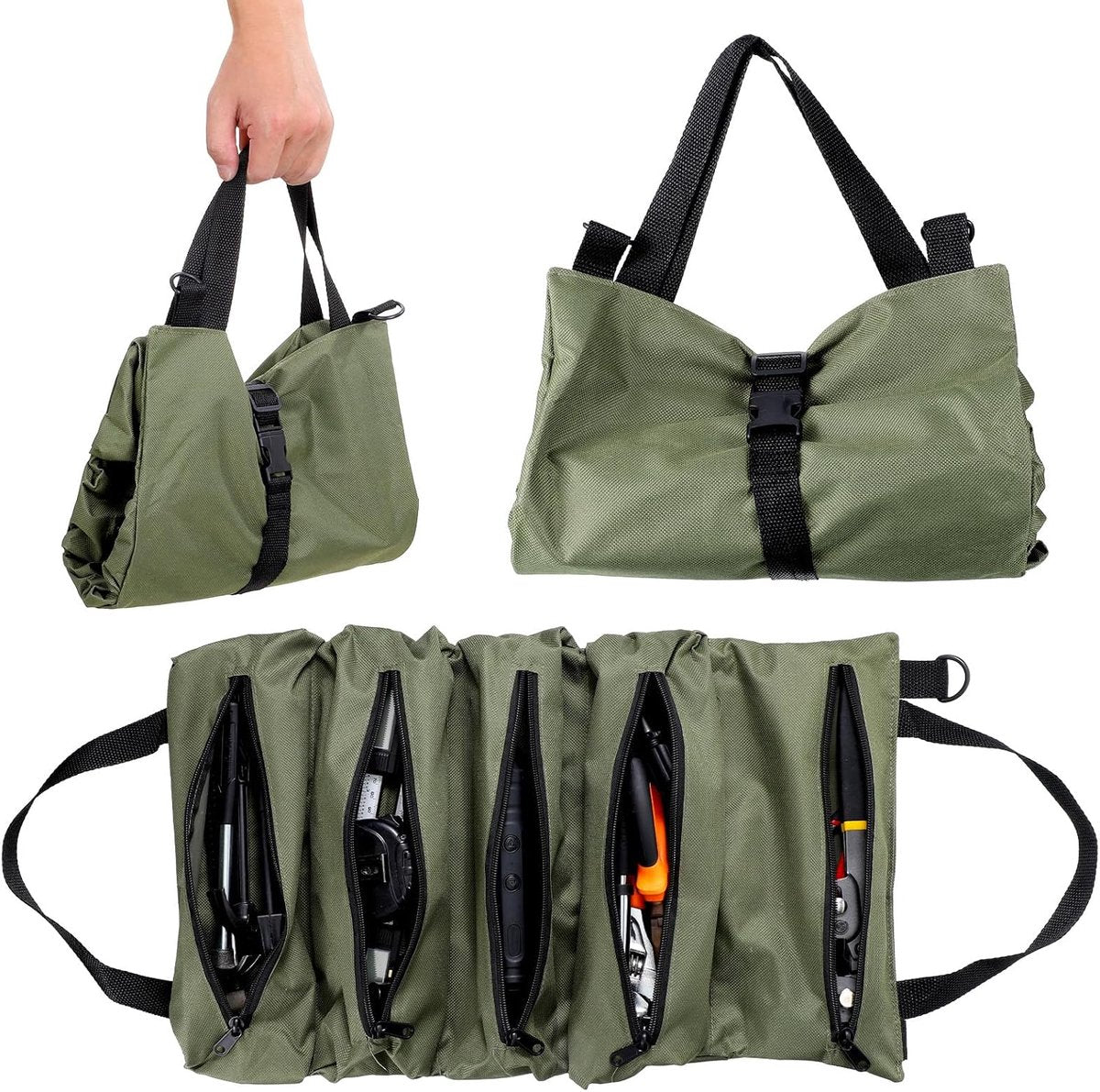 Tool bag - storage bag - tool bag - tools not included - foldable - portable - storage accessories - suitable for electricians and repairmen - tool bag - green - 47*28 cm