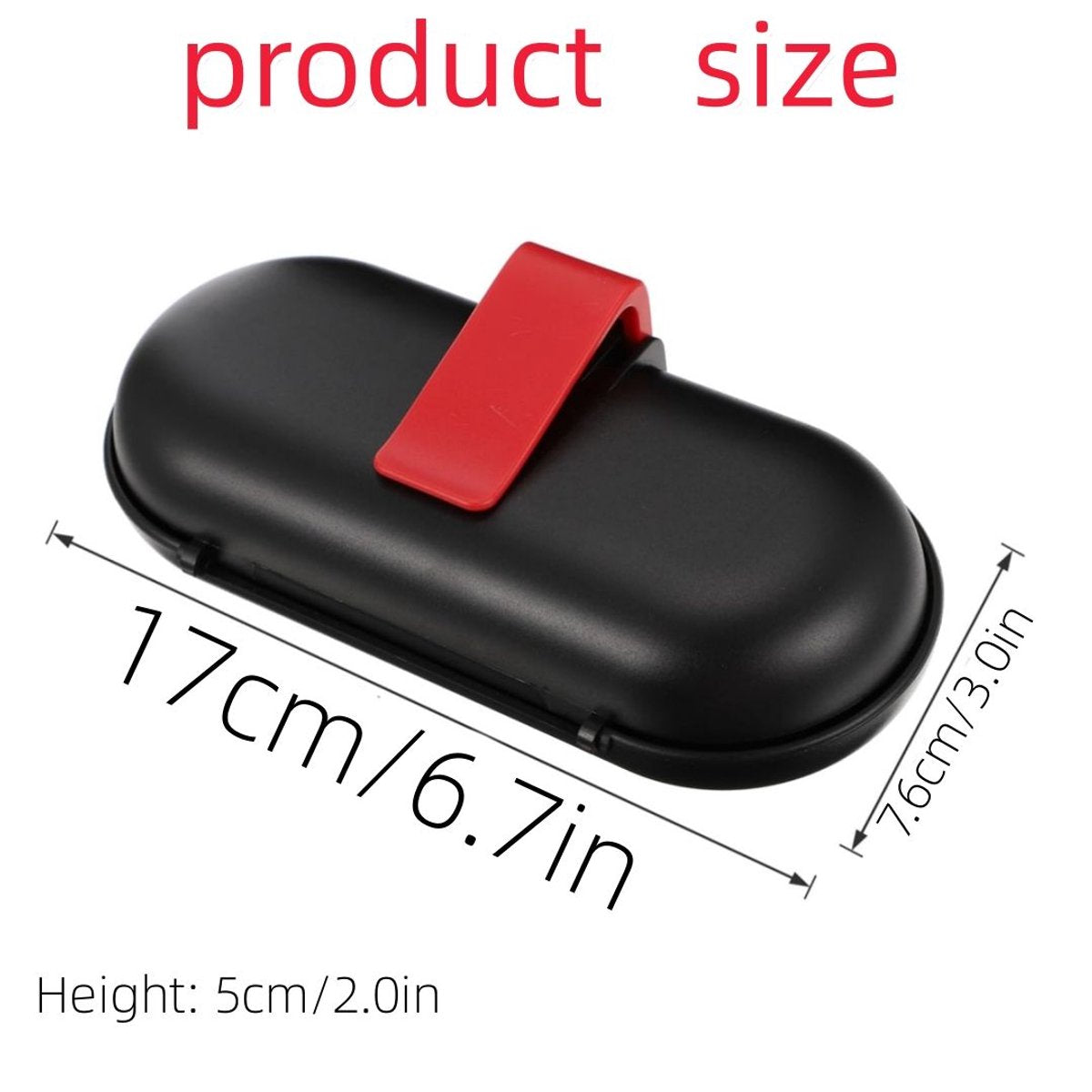Glasses case - car glasses frame - sun visor sunglasses holder - car glasses case - multifunctional storage box - car storage accessories - hanging glasses case - with mounting clip - storage of glasses, sunglasses, cards (17*7.6cm - black)