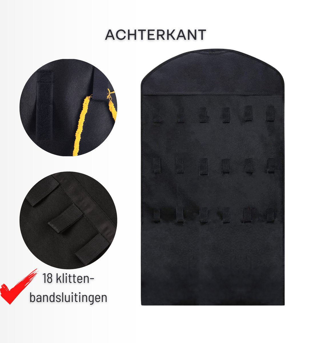 Aerend - Jewelry organizer - Double-sided hanging and transparent jewelry stand - Storage accessories - Over-the-door storage bag in black - For necklaces, earrings, sunglasses, rings, makeup