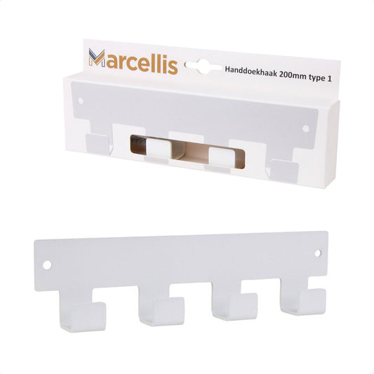Marcellis - 1x Industrial towel hook - towel holder - hanging hook - 4 hooks - stainless steel