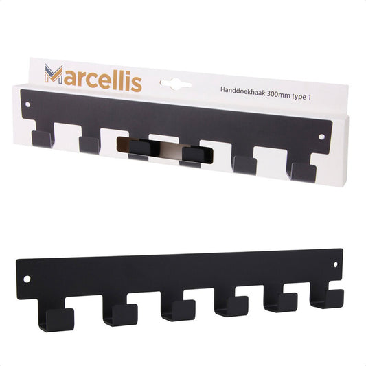 Marcellis - 1x Industrial towel hook - towel holder - hanging hook - 6 hooks - stainless steel